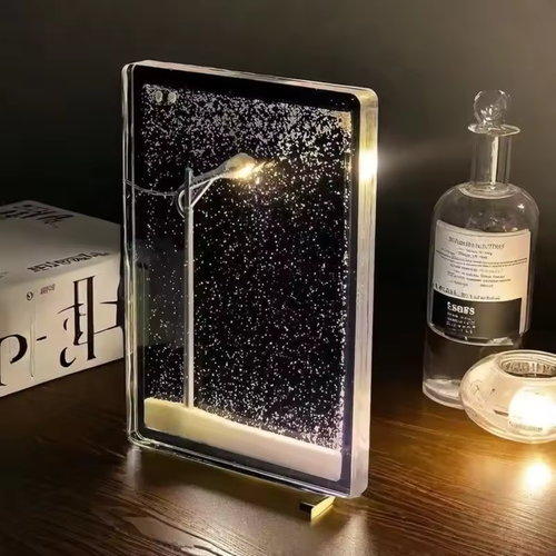 1PC Handmade DIY Material Package Desktop Decor Flowing Small Night Light Snow Scene Street Light Snowy Night Snow Simulation